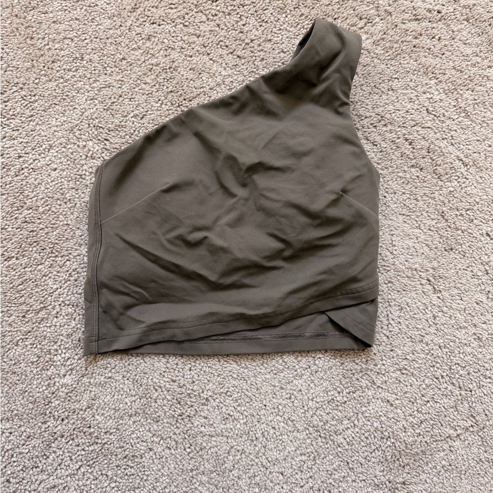 Lululemon Athletica Khaki One-Shoulder Crop Top